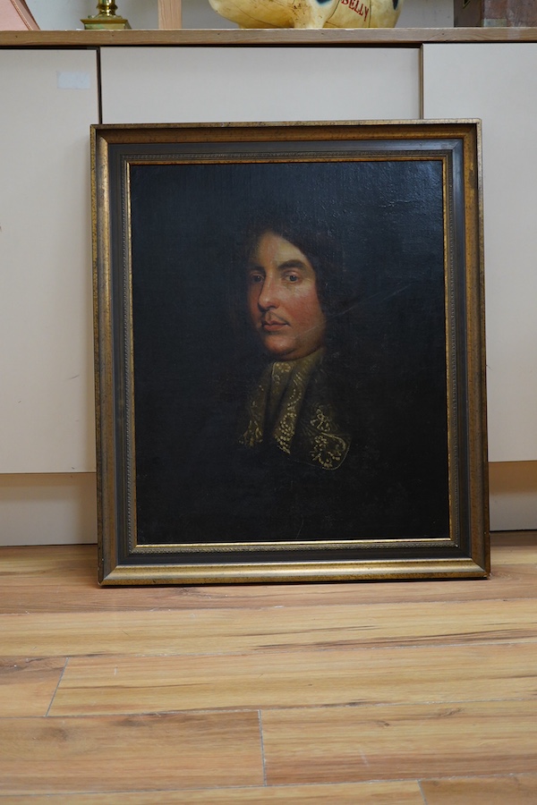 17th / 18th century, Old Master, Portrait of a gentleman wearing a lace collar, unsigned, oil on canvas, 58 x 47cm